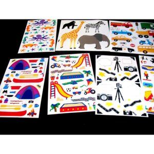 Lot Stickers, 24 block 3 Lg,Picnic, Dance, Starfish, Penguins, Music, Pets, Pool